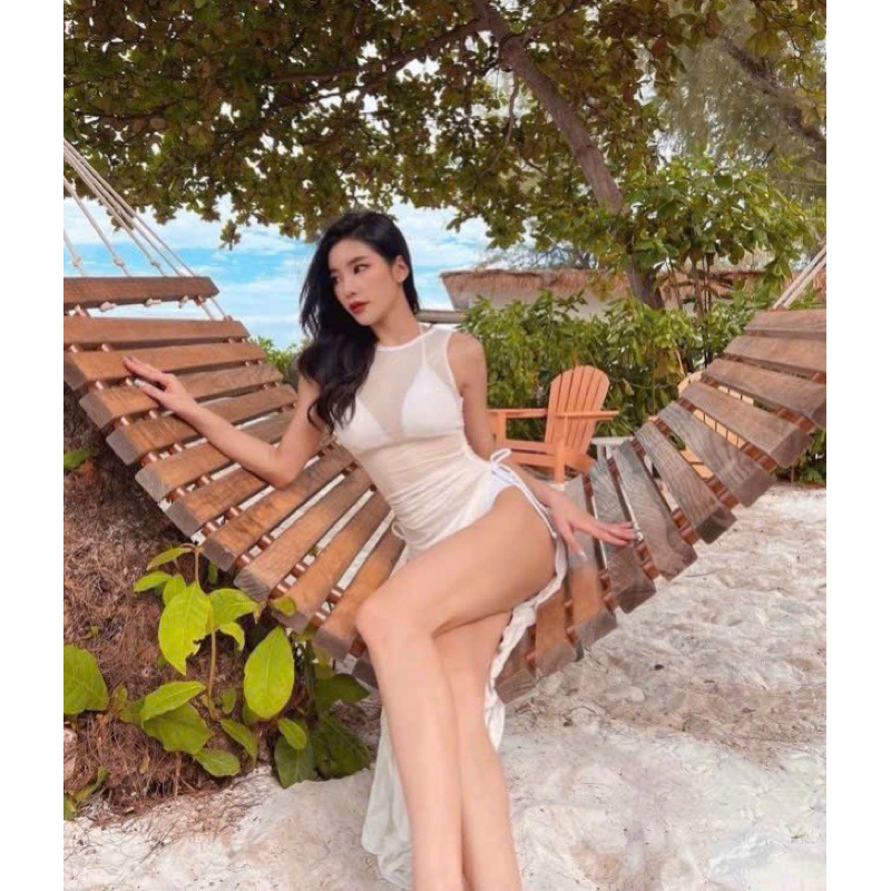 Set bikini kèm áo lưới dài/Set bikini 3 món