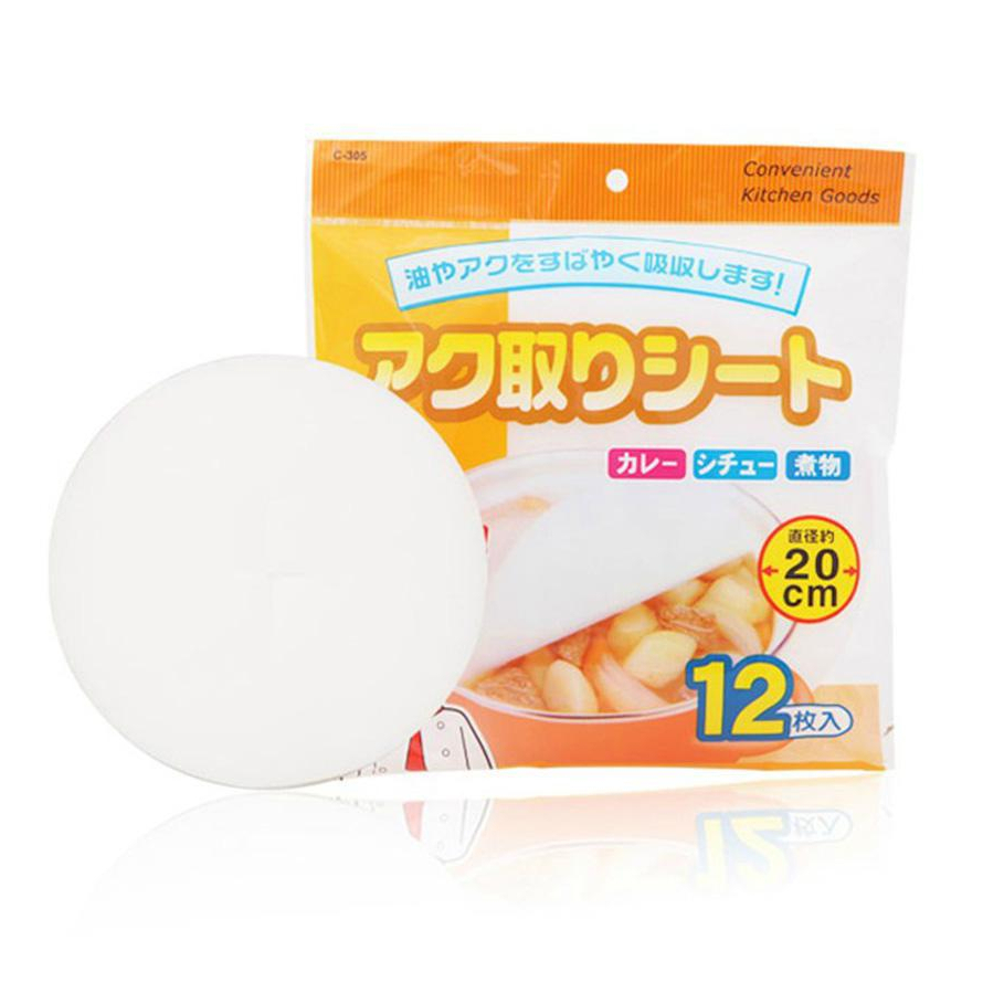 Gói 12 Giấy Thấm Hút Dầu Mỡ 20cm Nhật Bản Trên Bề Mặt Món Ăn C-305