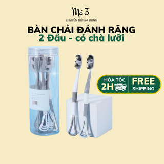 Bàn chải đánh răng có rơ lưỡi, bàn chải vệ sinh răng miệng 2 đầu
