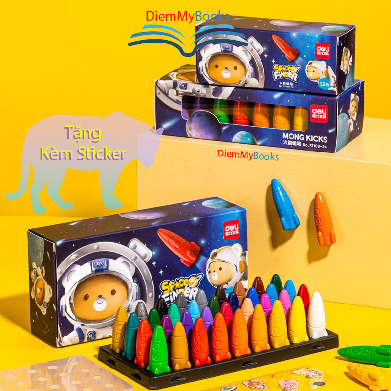 Tặng Sticker - Bút Sáp Màu Hữu Cơ Deli 12/24/36 Màu Cho Bé Tập Vẽ Tô Tranh Deli Không Bẩn Tay An Toàn Khi Sử Dụng 72109