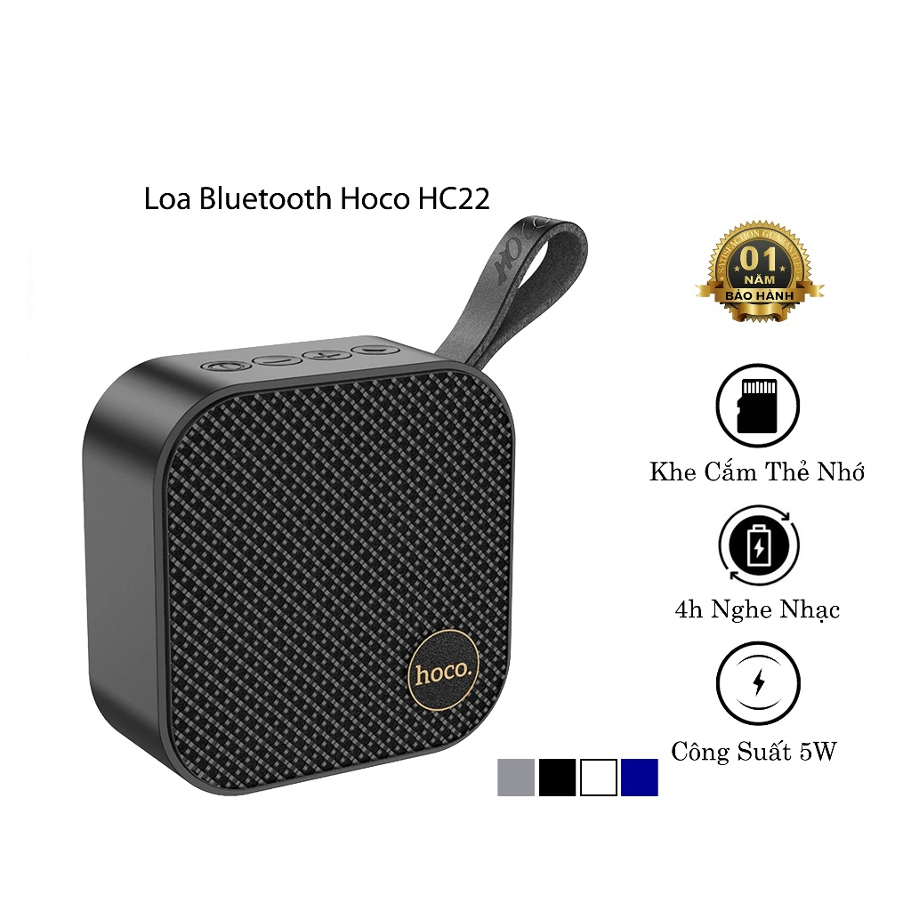Loa Bluetooth Hoco HC22 Âm Thanh Vòm Siêu Trầm Hỗ Trợ Khe Cắm Thẻ Nhớ, 4h Nghe Nhạc Stereo Hàng Chính Hãng