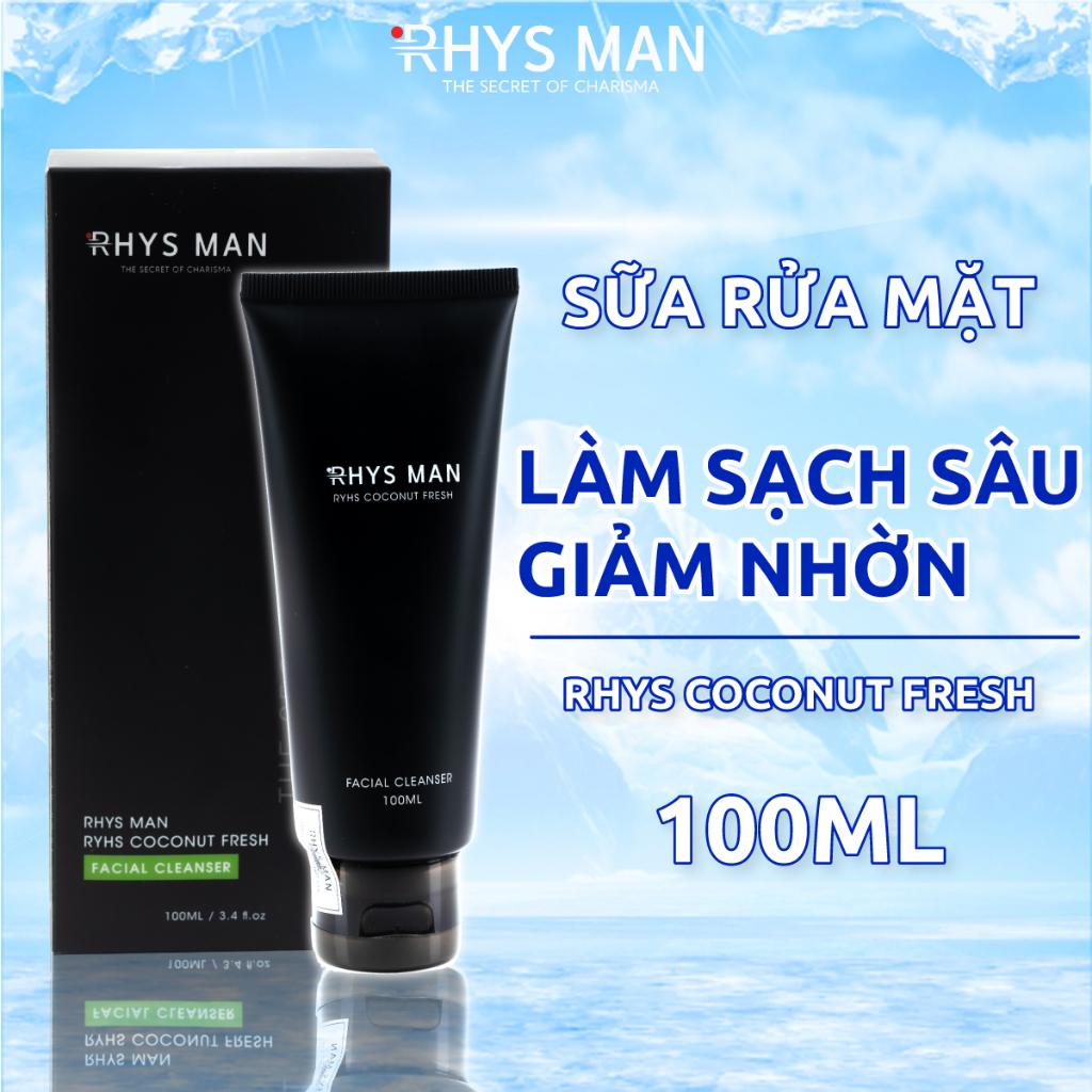 Sữa rửa mặt nam RHYS MAN Rhys Coconut Fresh hương dừa thơm mát 100ml