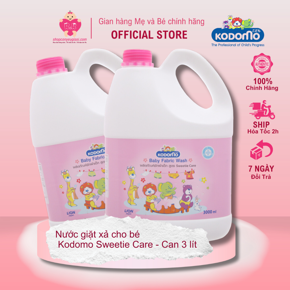 Combo 2 Bình Nước Giặt và Xả Kodomo 3000ml - Hồng - Thái Lan