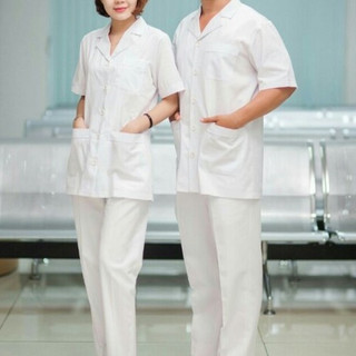 Bộ blouse cộc tay dáng áo ngắn dành cho dược sỹ, y tá, điều dưỡng, sinh viên y dược - chất vải kaki cotton dày dặn