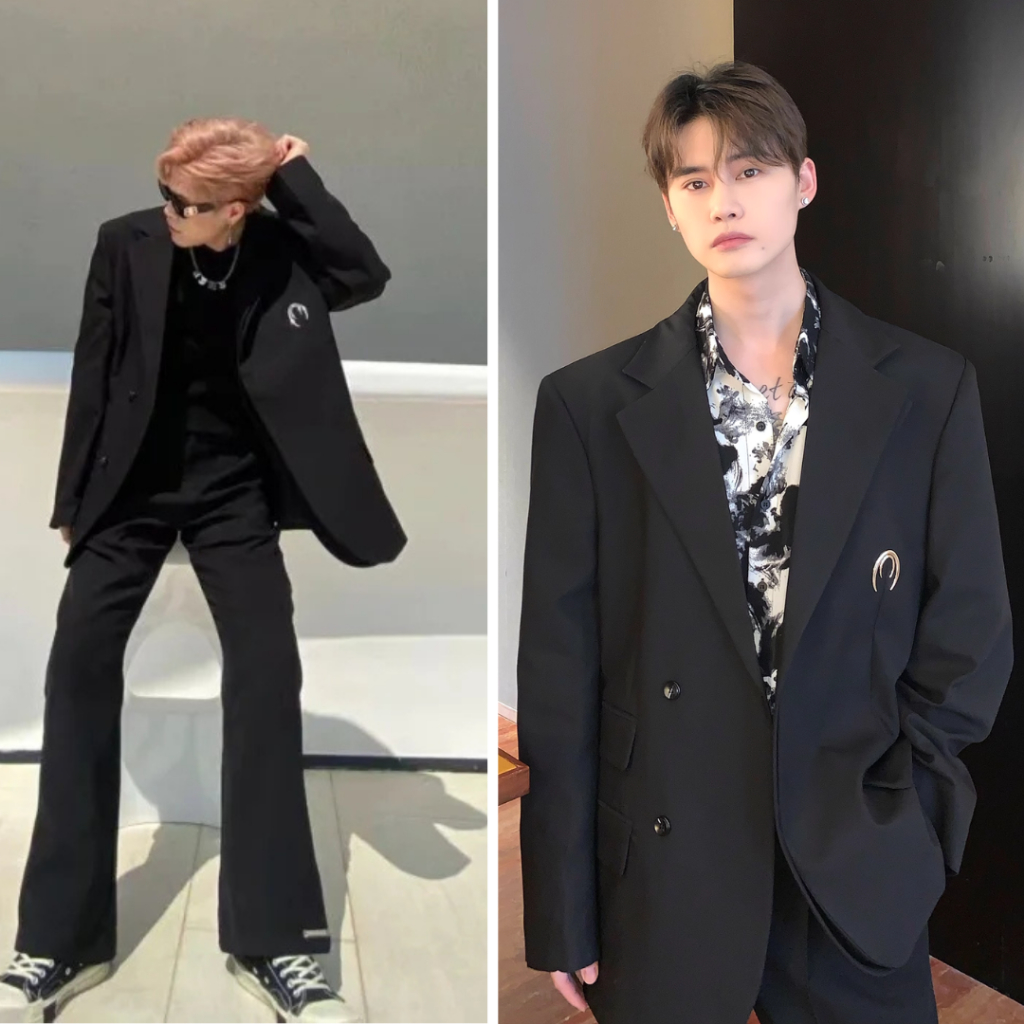 Áo Blazer Đen Đêm Vai GUF Sản Xuất Tại Quảng Châu