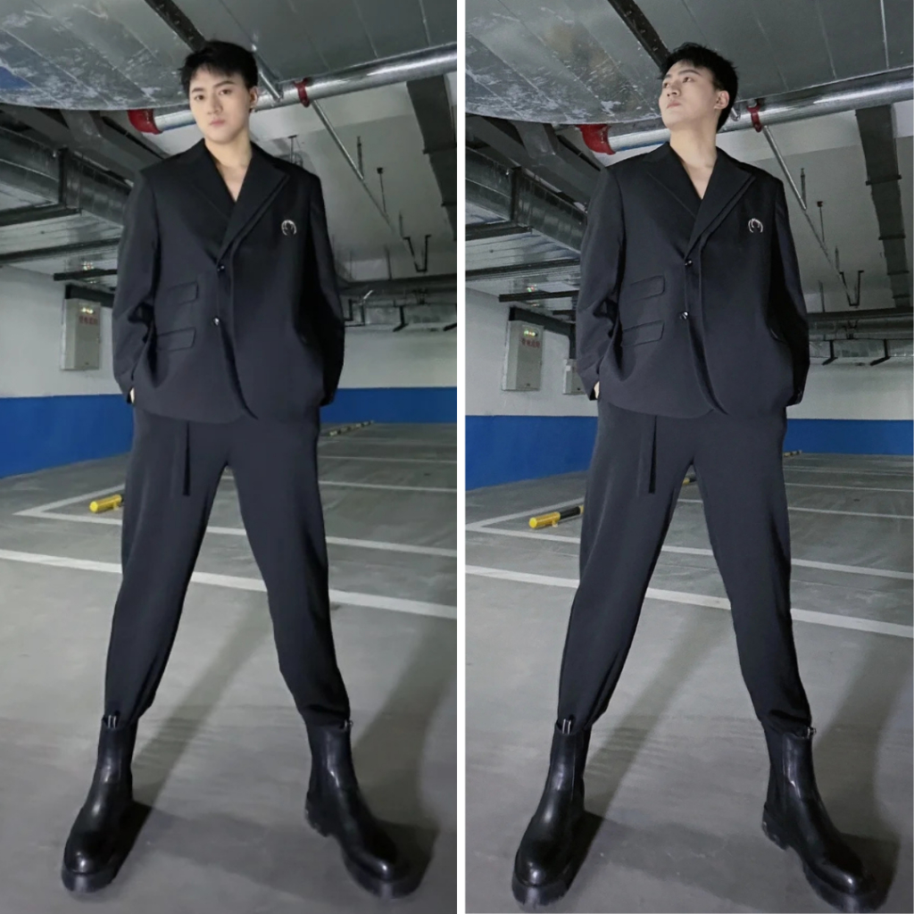 Áo Blazer Đen Đêm Vai GUF Sản Xuất Tại Quảng Châu