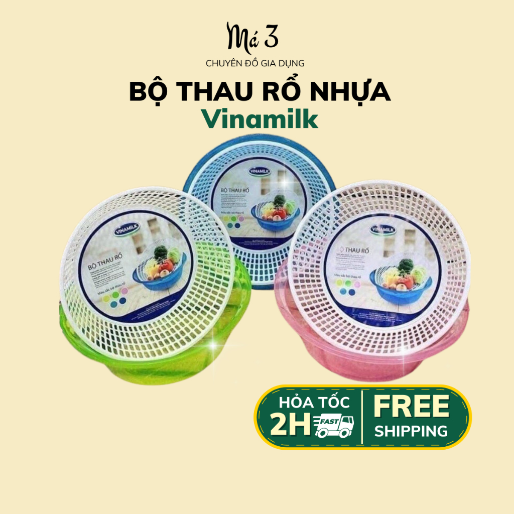 Bộ rổ kèm thau nhựa, bộ thau rổ hàng tặng phẩm Vinamilk giá siêu hời.
