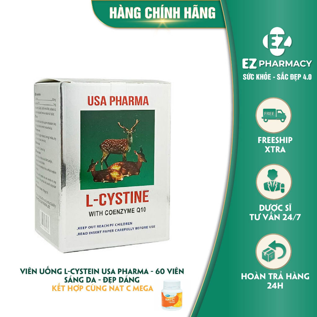 Viên uống tổng hợp làm đẹp da, móng, tóc L-Cystine 100 viên - USA Pharma