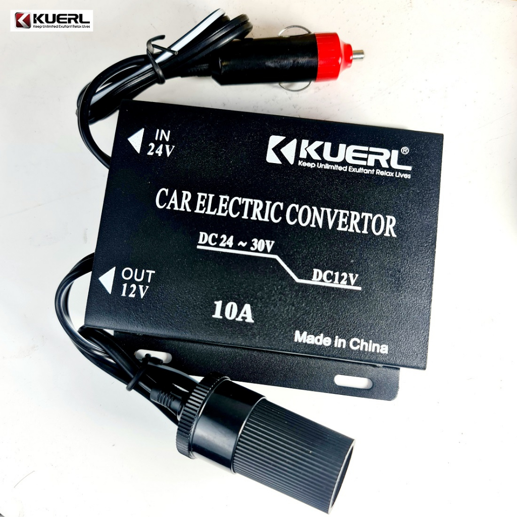 Bộ chuyển đổi nguồn ô tô 24V sang 12V có sẵn phích cắm bật lửa ô tô KUERL 10A, 15A, 20A