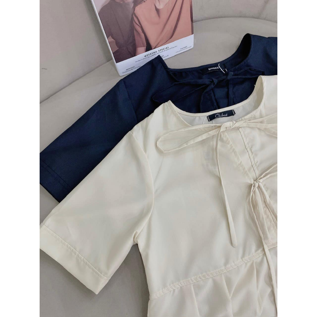 Áo babydoll nơ ngực li xòe phong cách bánh bèo dể thương CHIBEST AAC62