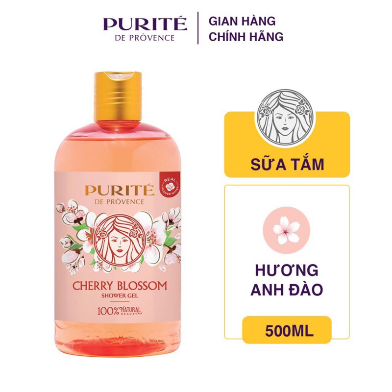 Sữa tắm Purité sáng mịn hoa anh đào 850ml và sữa tắm thư giãn hoa mẫu đơn 850ml