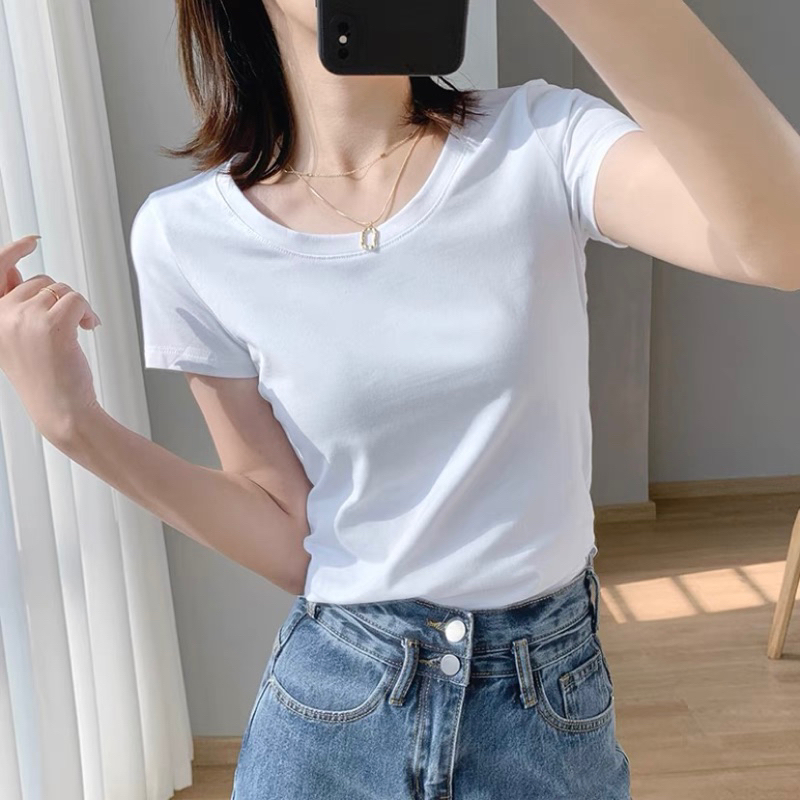 Áo phông trơn nhiều màu cổ tròn, cổ tim hàng VNXK phong cách thời trang cho nữ