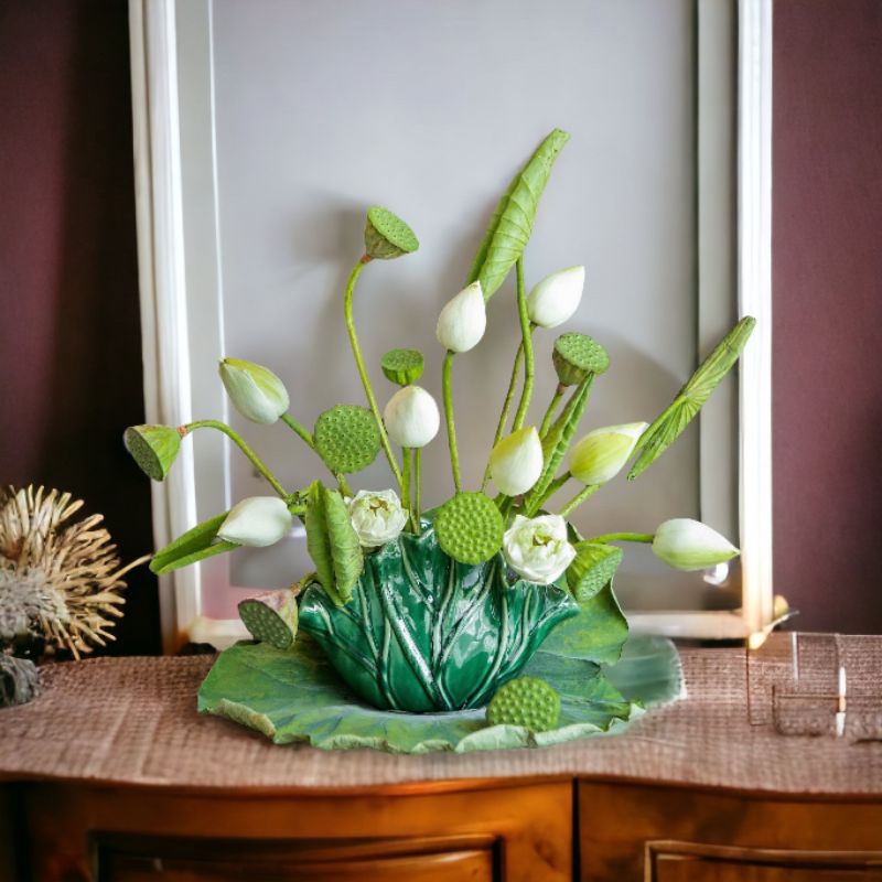 BÌNH LÁ SEN MEN NGỌC - tặng miếng định hình