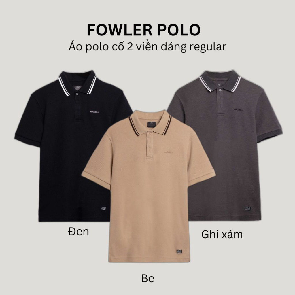 Áo polo nam SSSTUTTER cổ v có viền thêu logo thoáng mát mặt ngoài thấm hút mồ hôi mặt trong mịn FOWLER POLO