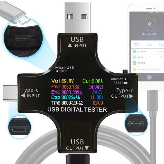 Thiết bị đo dòng, điện áp USB Tester J7-C Cổng USB,Type C, màn hình màu