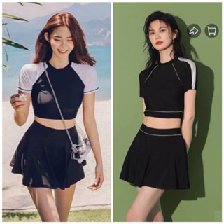 Đồ bơi nữ kín đáo tay ngắn CÓ MÚT CÓ SIZE-Bikini đi biển 2 mảnh có tay váy xoè- đồ bơi học sinh nữ- shopnabi TN2MVX_TĐTT