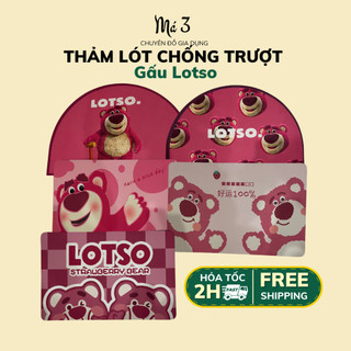 Thảm lót sàn chống trượt, thảm chùi chân thấm hút 40x60cm hình gấu dâu lotso màu hồng