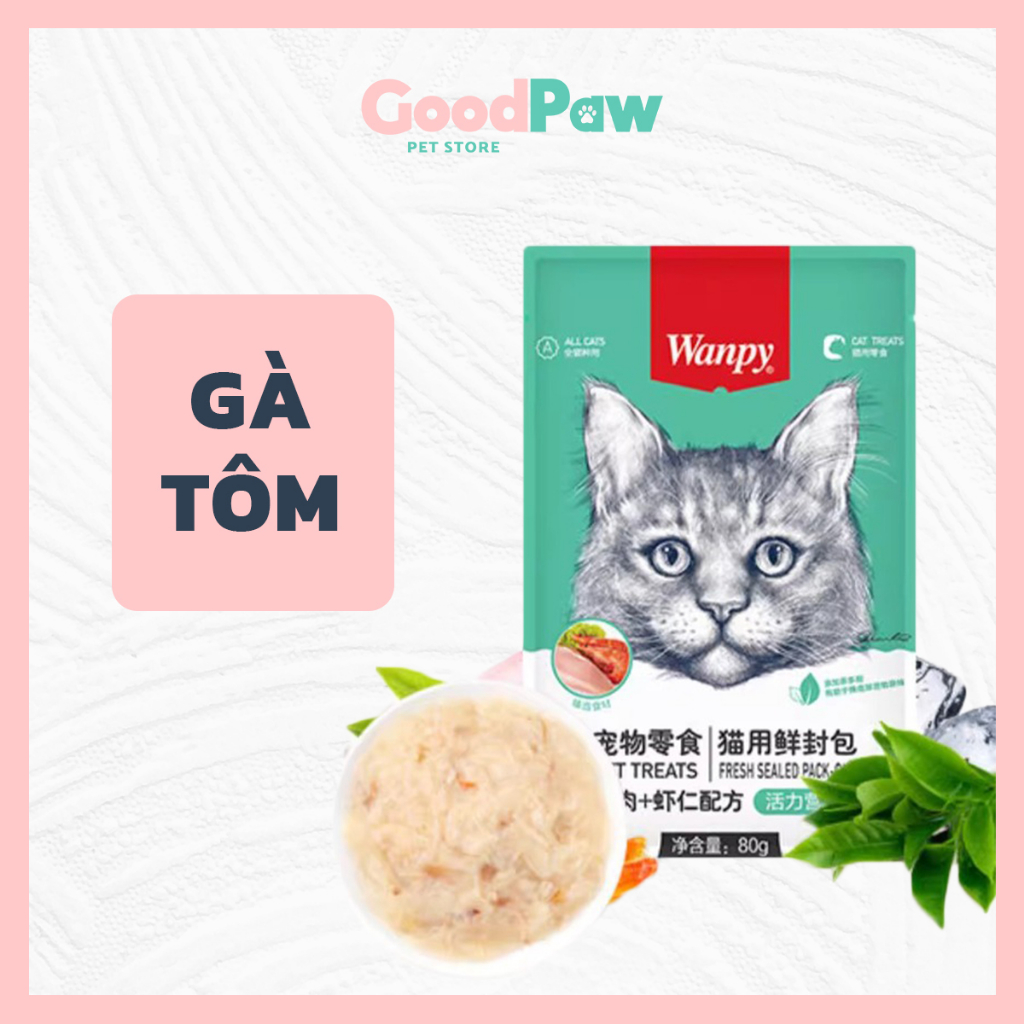 Pate mèo Wanpy thùng combo 10 và 20 túi mix vị ngẫu nhiên thơm ngon, mèo dễ ăn không chê