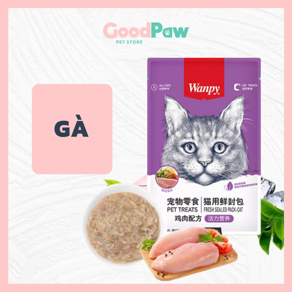 Pate mèo Wanpy thùng combo 10 và 20 túi mix vị ngẫu nhiên thơm ngon, mèo dễ ăn không chê