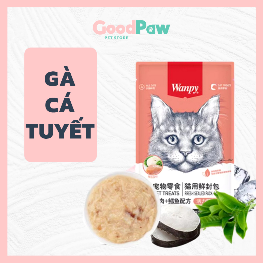 Pate mèo Wanpy thùng combo 10 và 20 túi mix vị ngẫu nhiên thơm ngon, mèo dễ ăn không chê