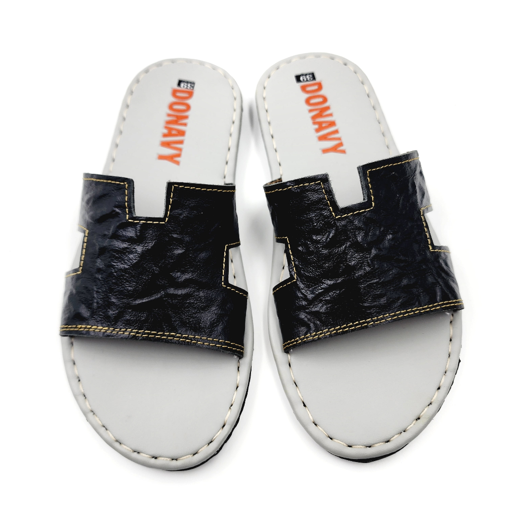 Dép quai ngang nam da bò tự nhiên DONAVY cao cấp, thiết kế kiểu H mới thời trang D.H3LO