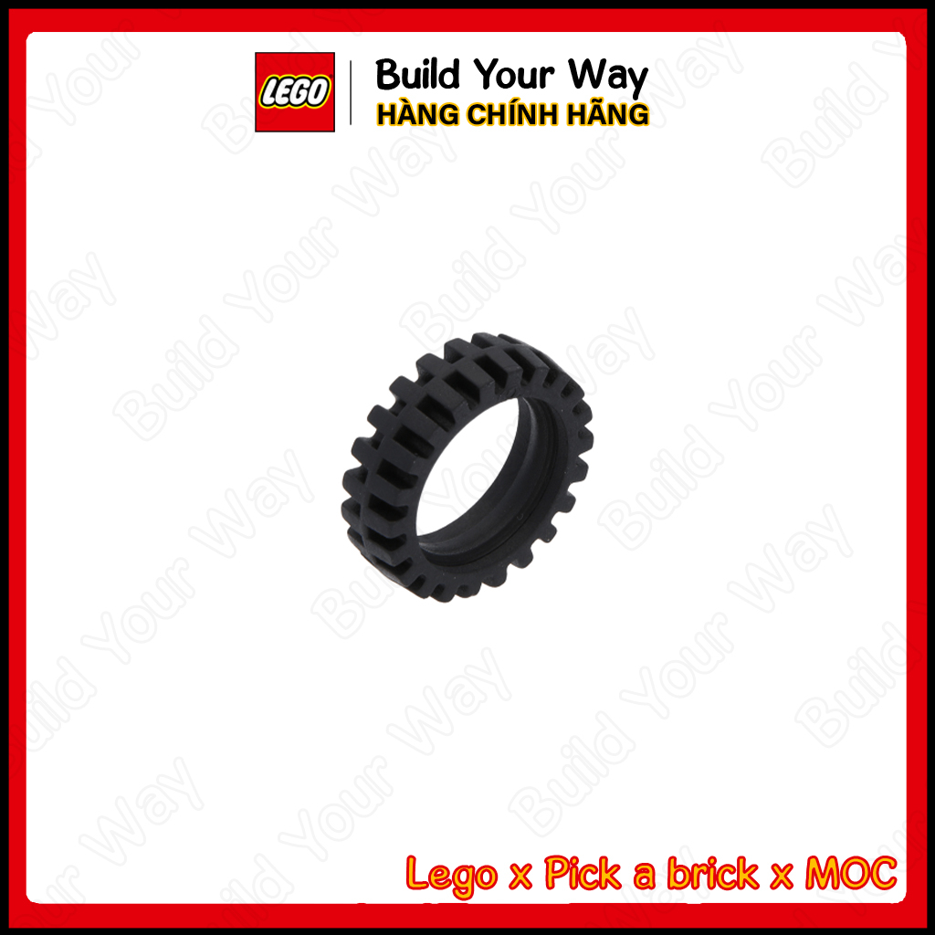 Gạch Lego Vỏ bánh xe 2.42 x 2.42 x 0.72 cm / Part 61254: Tire 24mm D. x 7mm Offset Tread - Band Around Center of Tread