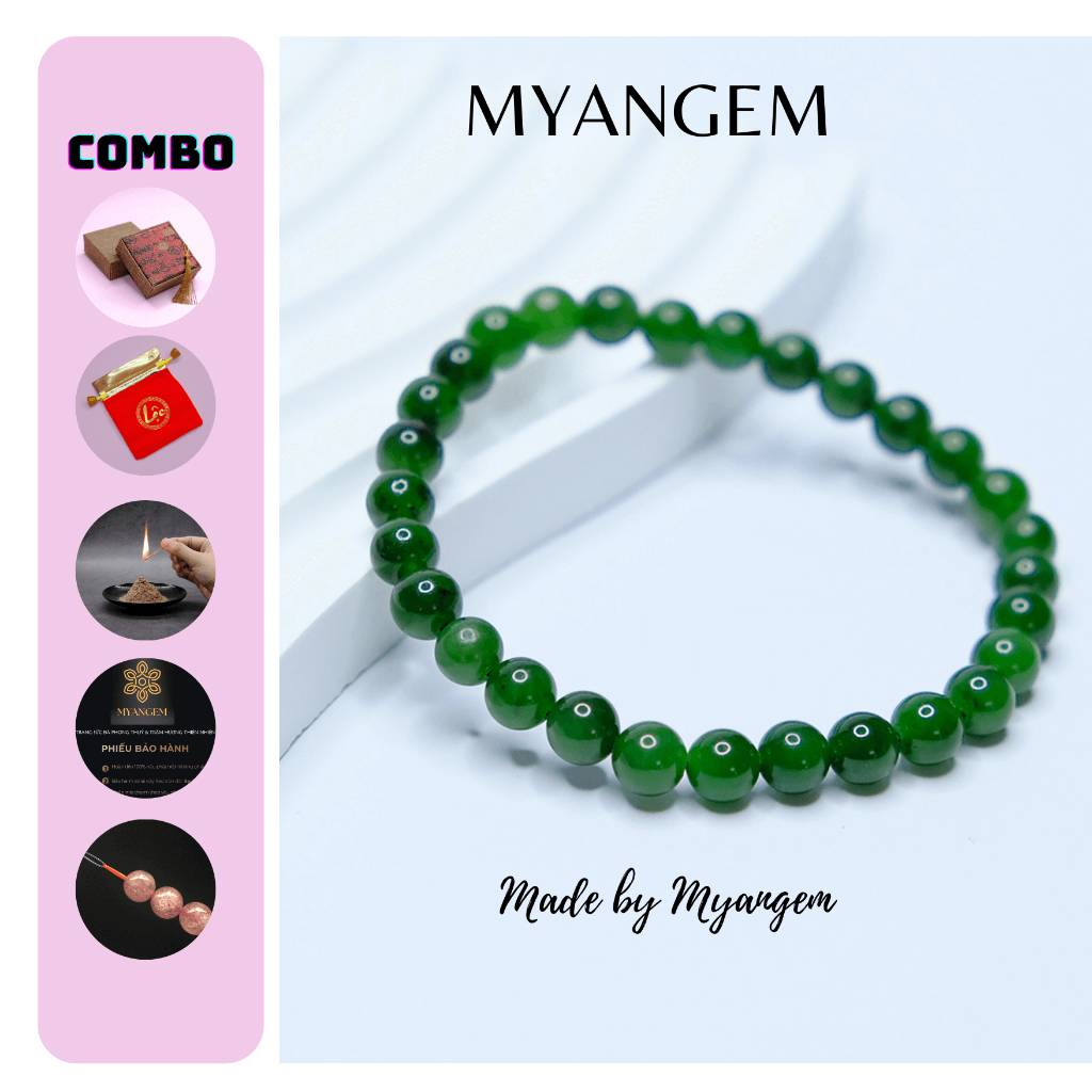Vòng tay bích xanh thiên nhiên hợp tất cả các mệnh MYANGEM