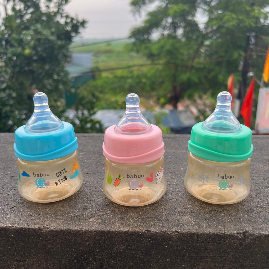 (Tặng kèm 1 núm ti - Hỗ trợ chọn núm ti) Bình sữa nắp sóng Babuu Baby Nhật bản 90ml,160ml,240ml