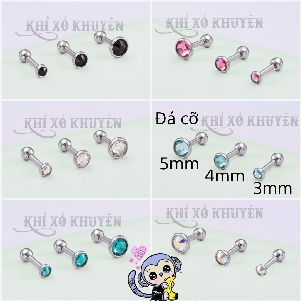 Khuyên đeo các vị trí tai kiểu đá bo viền ngoài lấp lánh bảo vệ tránh va chạm,