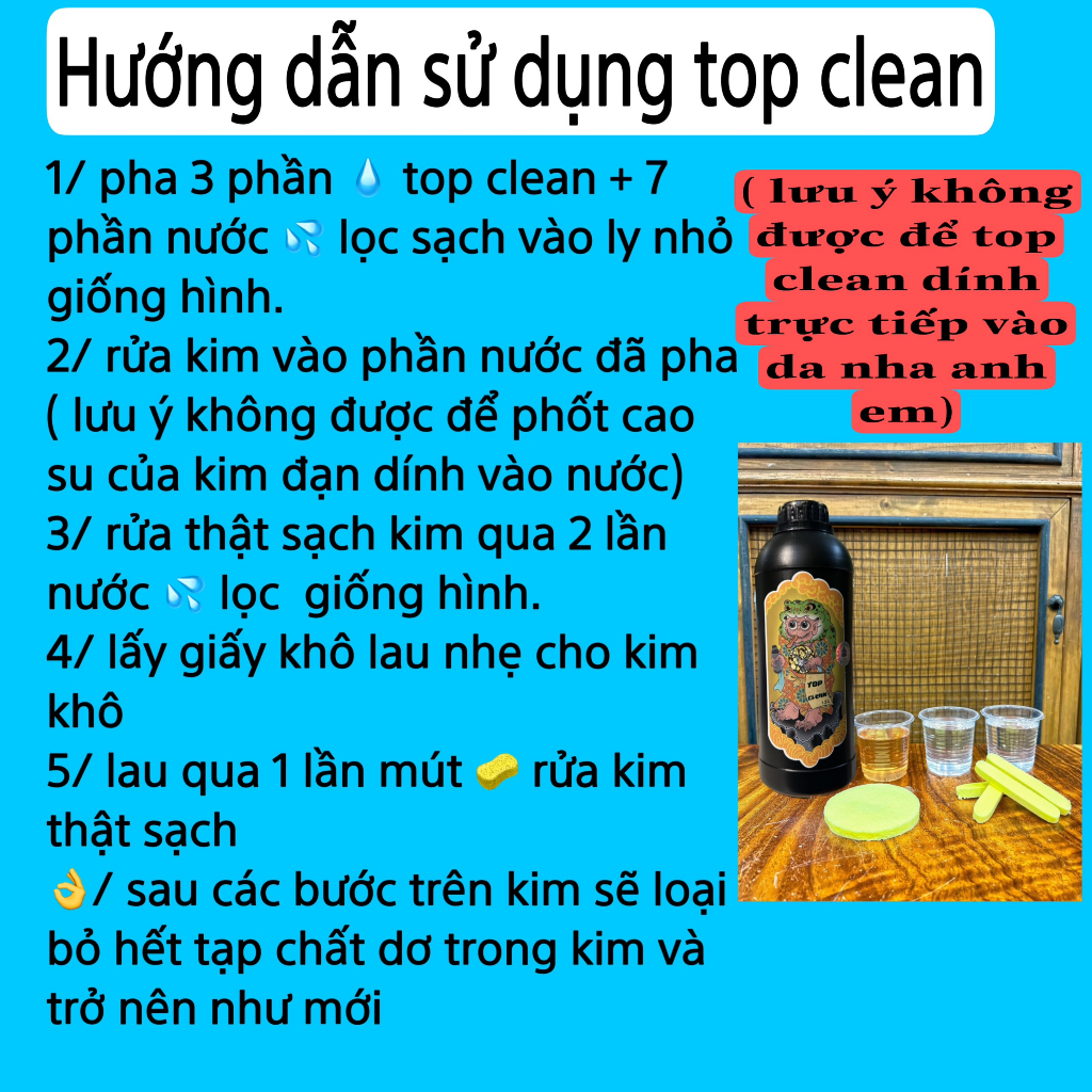 Nước Rửa Kim Xăm ToP Clean CnC Supply Chai 1.2 L