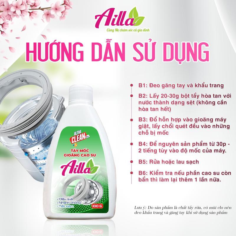 Tẩy Gioăng cao su lồng máy giặt Ailla 100G