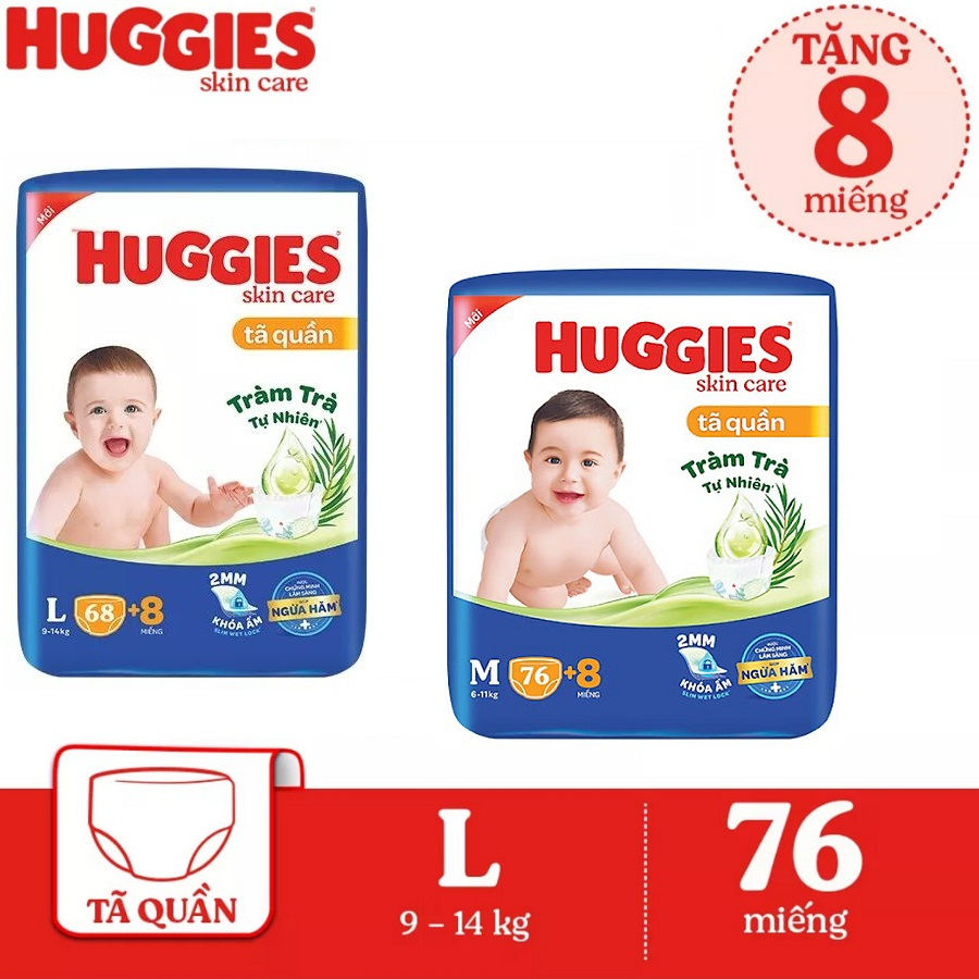 Bỉm Huggies Jumbo Quần Size (M76, L68, XL60, XXL54)..