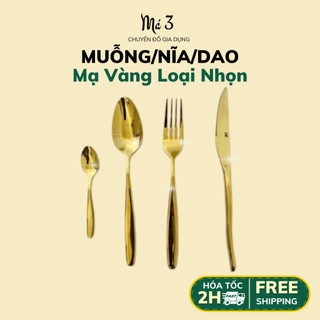 Muỗng nĩa dao mạ vàng - Thìa nĩa dao inox vàng cao cấp không gỉ sét hàng chính hãng