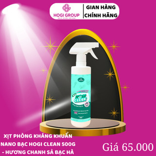 Xịt phòng kháng khuẩn nano bạc hogi clean- hương chanh sả bạc hà