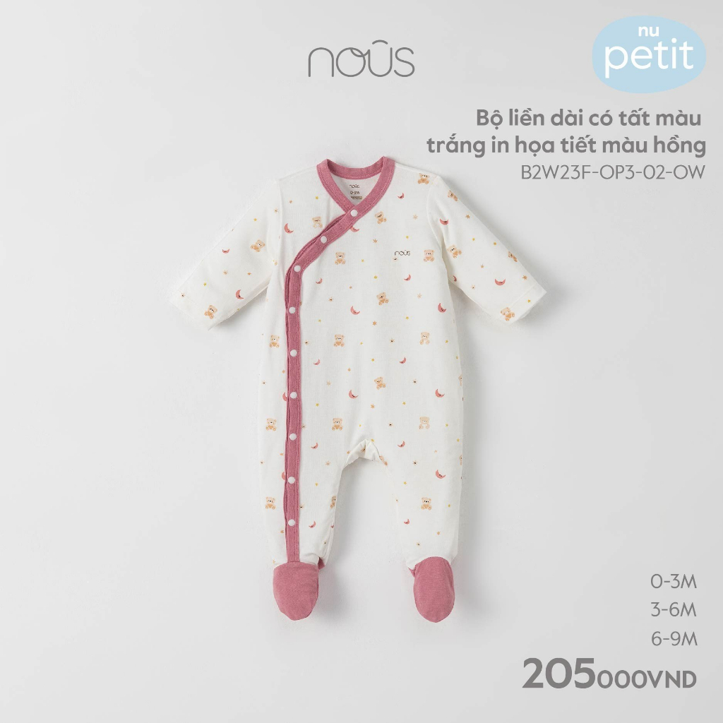 Bộ bodysuit liền tất kẻ petit nous