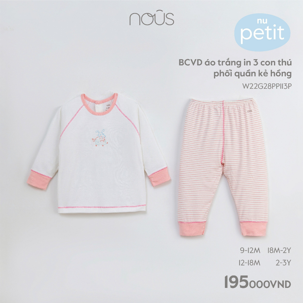 Bộ dài tay Nous cài vai cho bé 9m - 24m