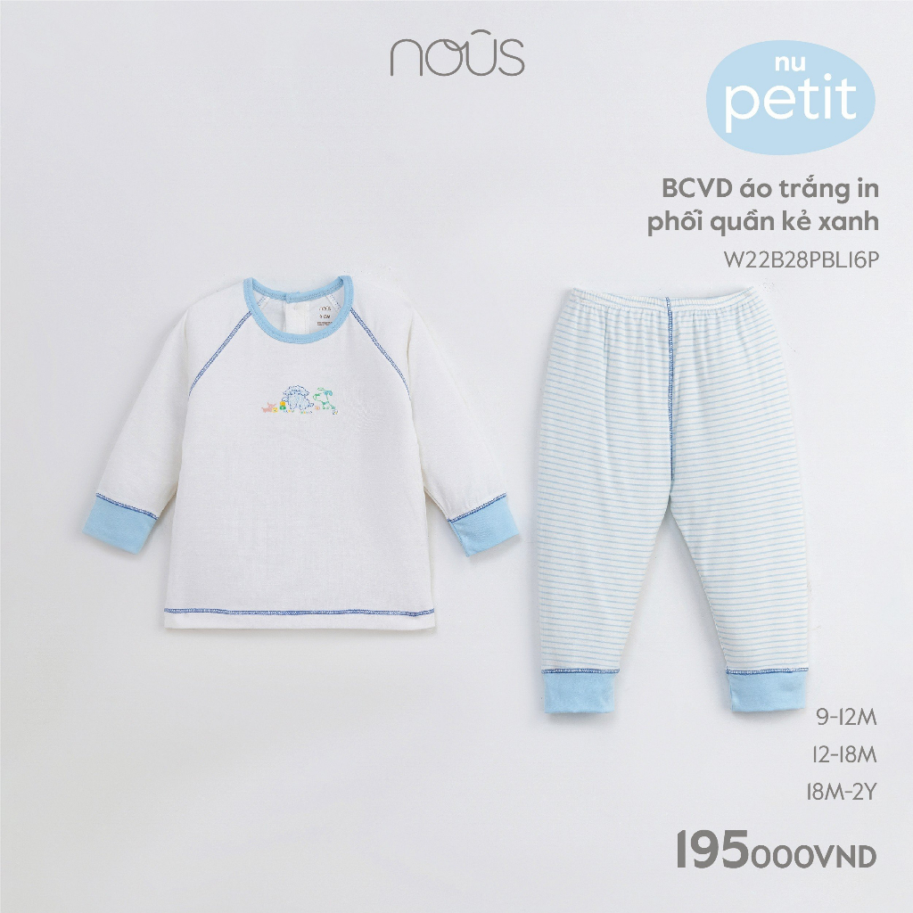 Bộ dài tay Nous cài vai cho bé 9m - 24m