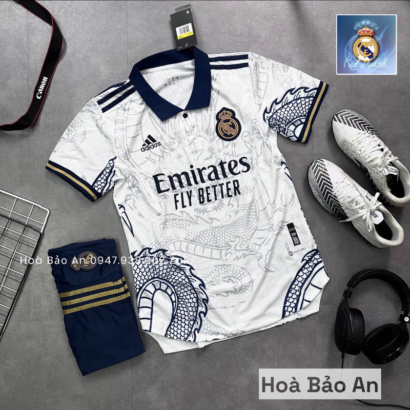 Áo Bóng Đá CLB Real Madrid 2023/2024 họa tiết rồng vải gai thái cao cấp phom 43-90kg