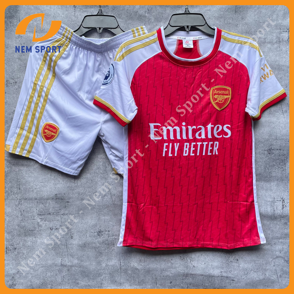 Quần Áo Đá Bóng CLB Arsenal Màu Đỏ Sân Nhà 2023 , Áo Đá Banh CLB Arsenal Sân Nhà 2023