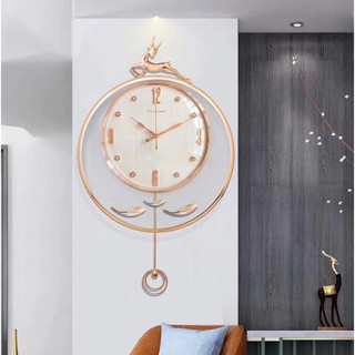 Đồng hồ trang trí cao cấp quả lắc, mặt kính pha lê mộc decor mã 3285