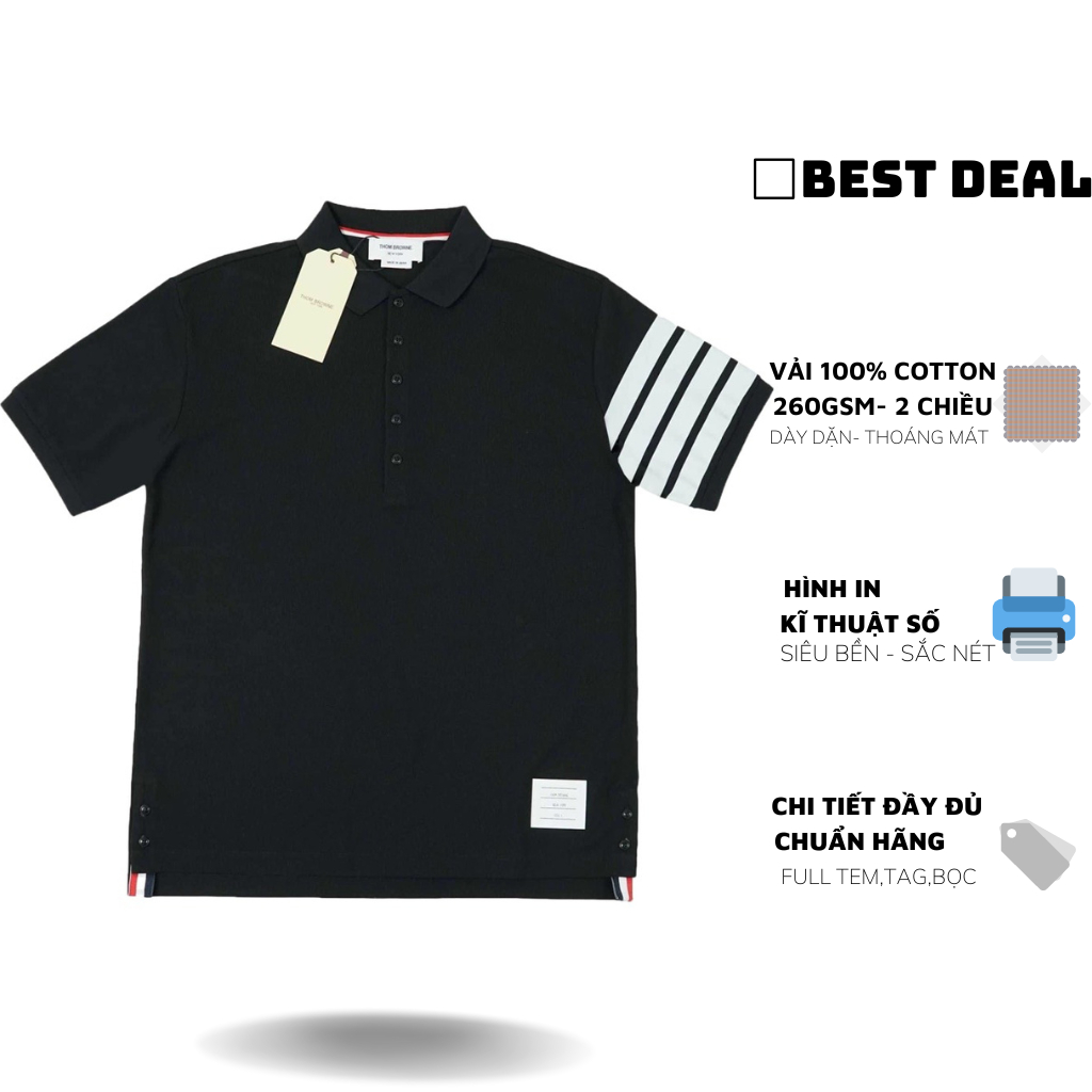 Áo polo Thom Browne sọc tay nam nữ cao cấp Áo polo Thom Browne phối sọc lịch sự nam nữ mới nhất