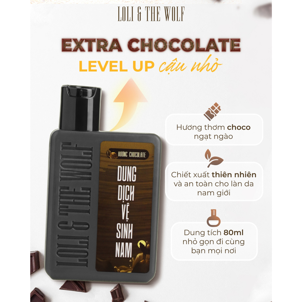 Dung Dịch Vệ Sinh Nam Giới Loli And The Wolf Hương Chocolate Khử Mùi Tốt Chai 80ml