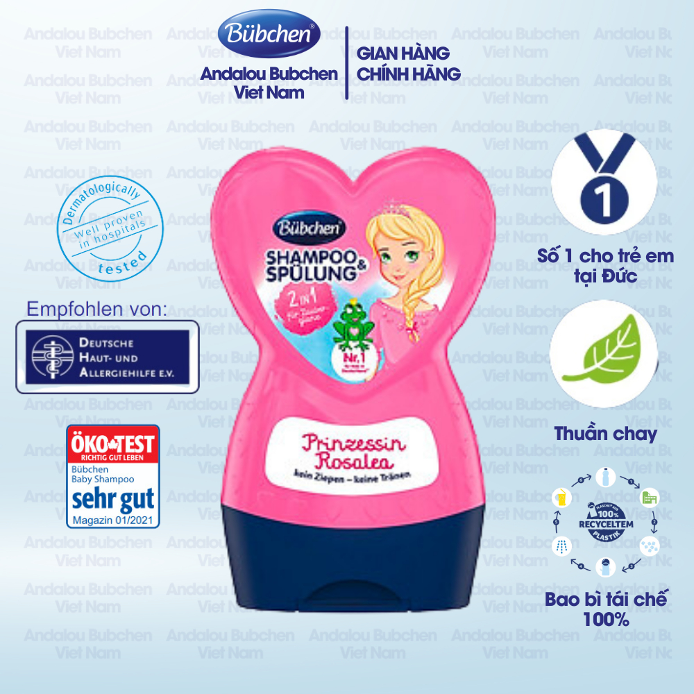 Dầu Gội - Xả 2in1 Bubchen Prinzessin Rosalea Cho Bé Gái 230ml