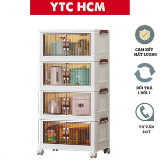 Tủ Nhựa đựng đồ YTC để bỉm sữa bánh kẹo đa năng có bánh xe gấp gọn tiện lợi