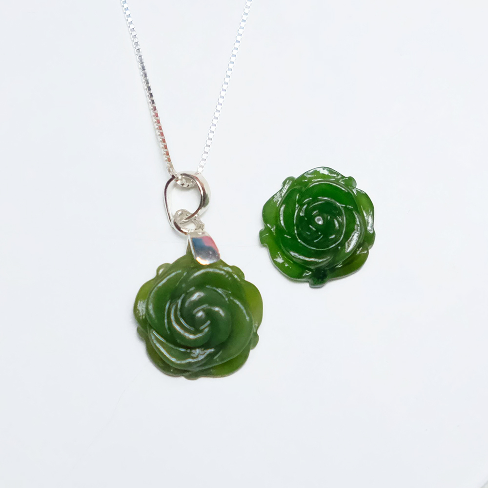 Mặt hoa mẫu đơn chất liệu bích xanh thiên nhiên làm mặt nhẫn, mặt dây chuyền, mặt bông tai MYANGEM