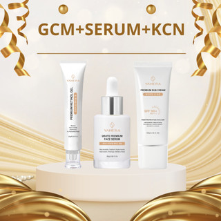 Bộ 3 giảm mụn, dưỡng trắng và chống nắng YAHERA Gồm gel chấm mụn 15g, serum dưỡng trắng 30g và kem chống nắng 50g
