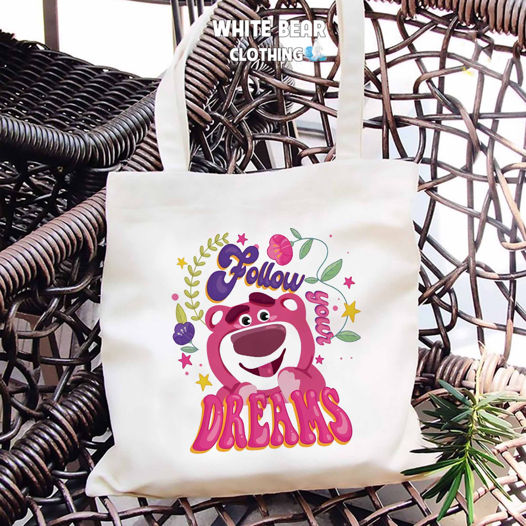 Túi tote gấu dâu lot so WHITE BEAR CLOTHING
