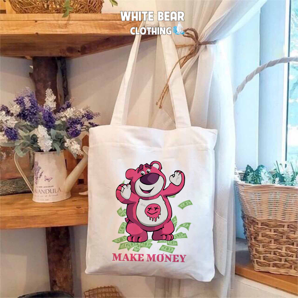 Túi tote gấu dâu lot so WHITE BEAR CLOTHING