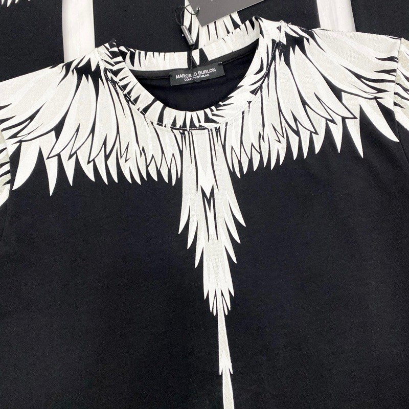 Áo phông nam nữ Unisex in hình đôi cánh trắng Burlon tràn cổ hai mặt phong cách cháy phố  hottrend, hàng loại đẹp chất