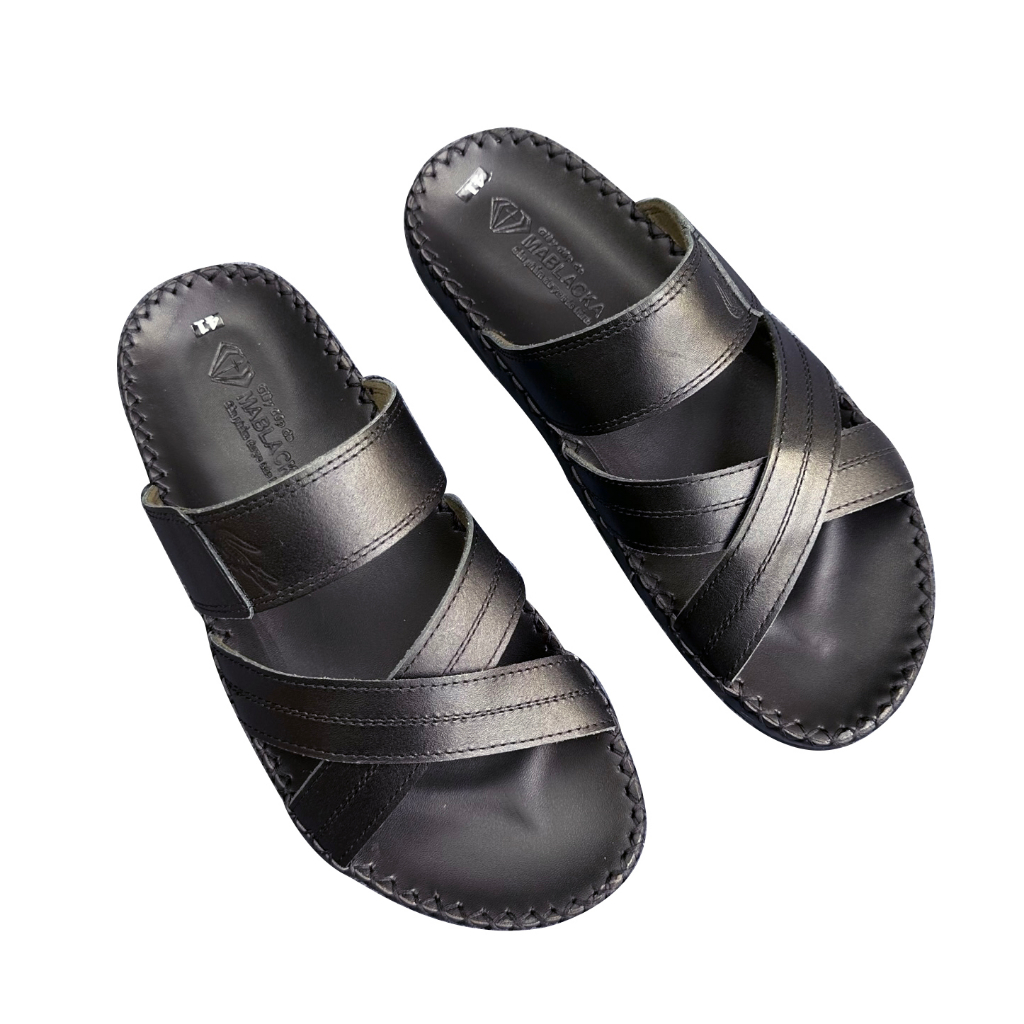 Dép da nam D78 mẫu trung niên quai chéo chất liệu da bò thiết kế thời trang nam tính